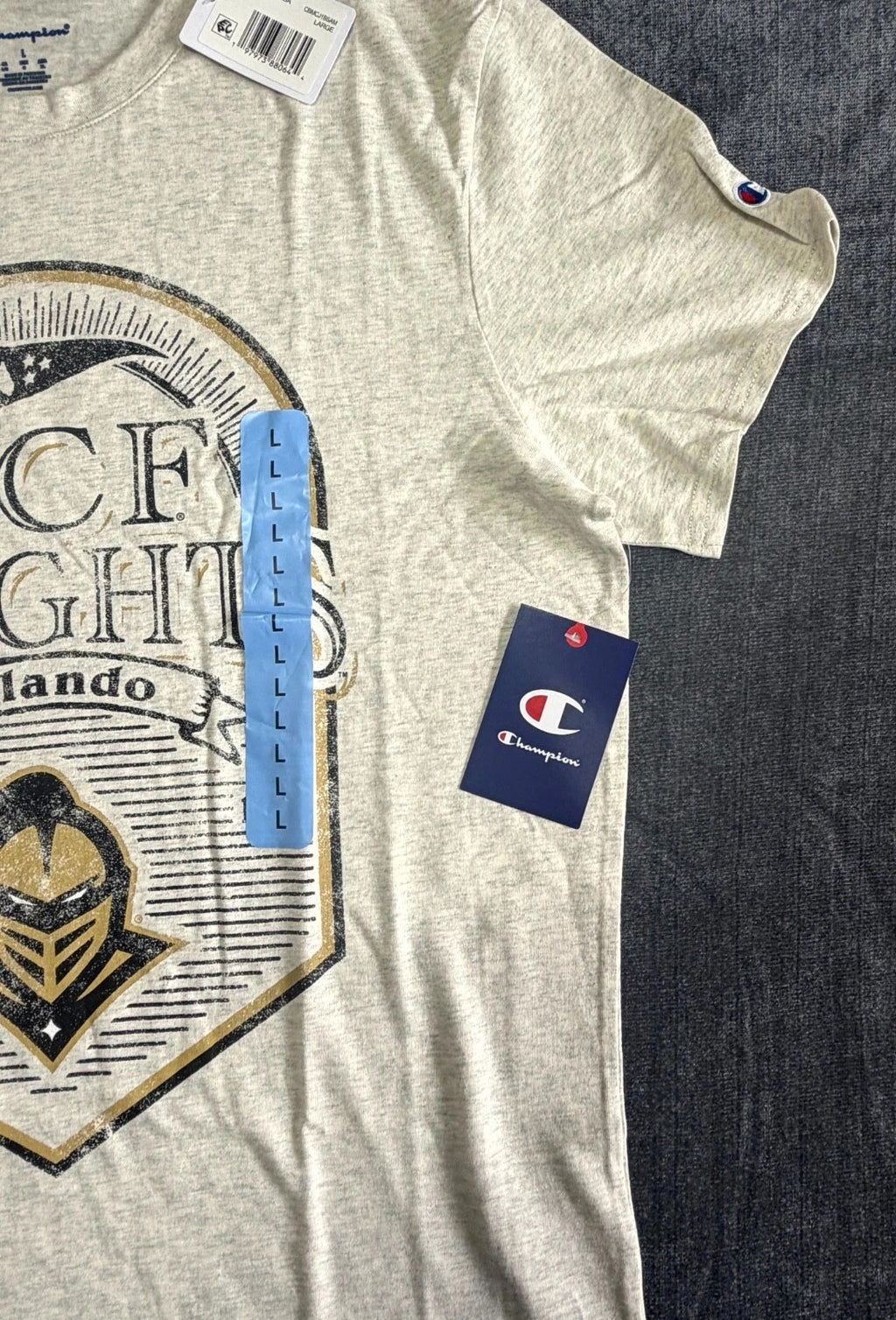 NWT Champion UCF Knight T-Shirt Men's Large Gray Crew-Neck Short Sleeve Pullover