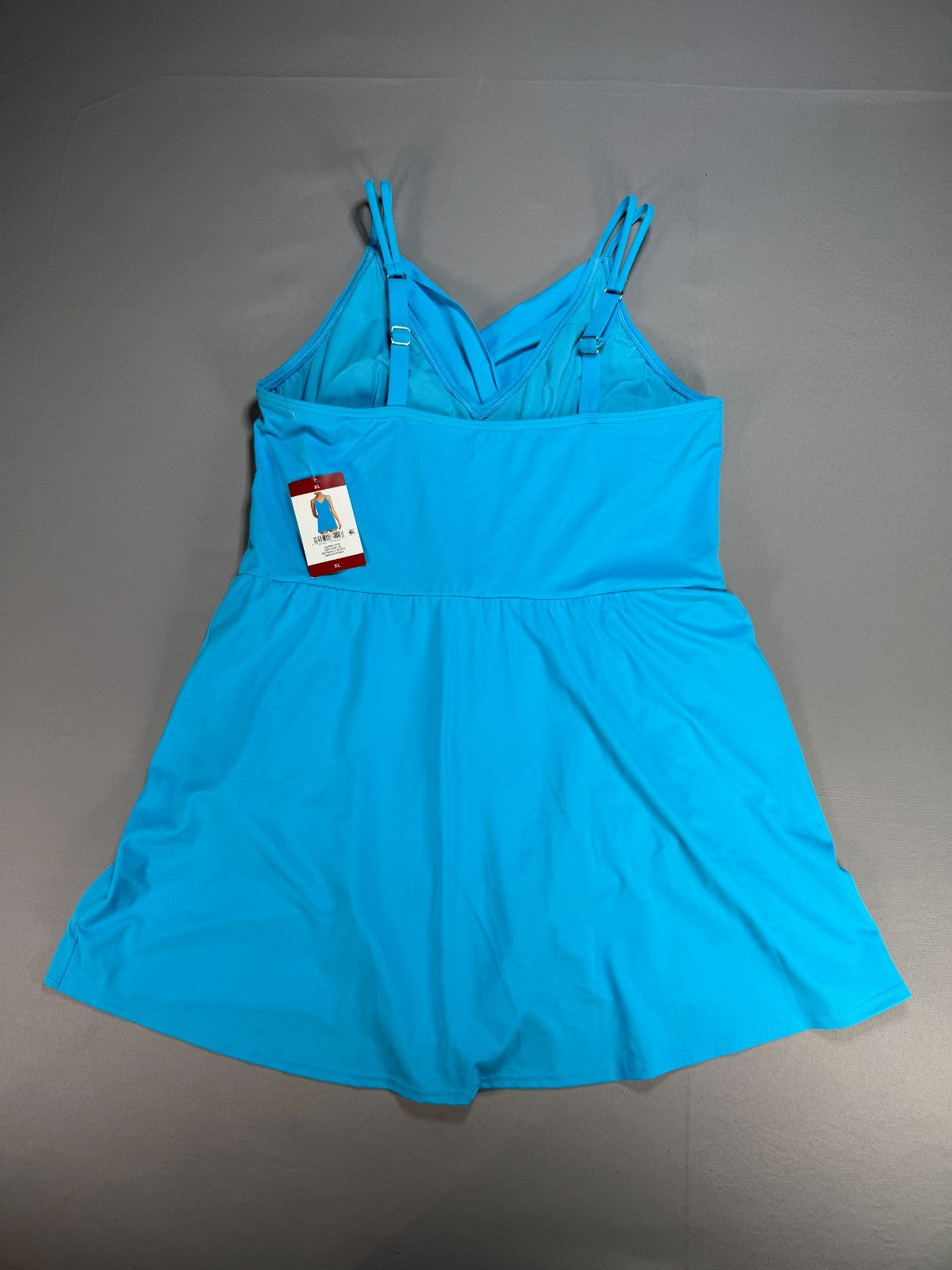 Land's End Adjustable Strap Pull On Swim Dress Women's XL Blue Sleeveless Preppy