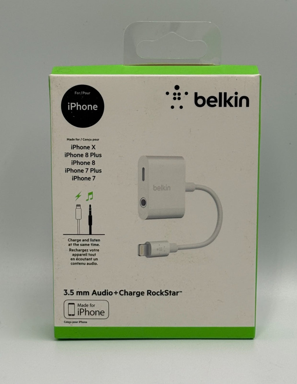 New Belkin Fast Cable to 3.5 mm Aux Audio and Charging Adapter iPhone Splitter