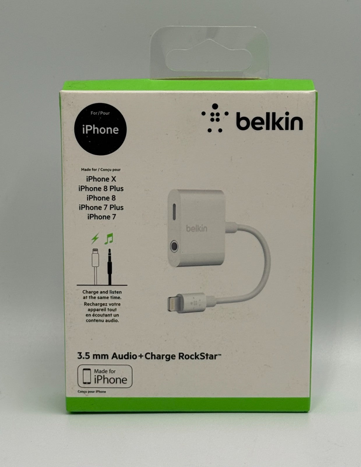 New Belkin Fast Cable to 3.5 mm Aux Audio and Charging Adapter iPhone Splitter