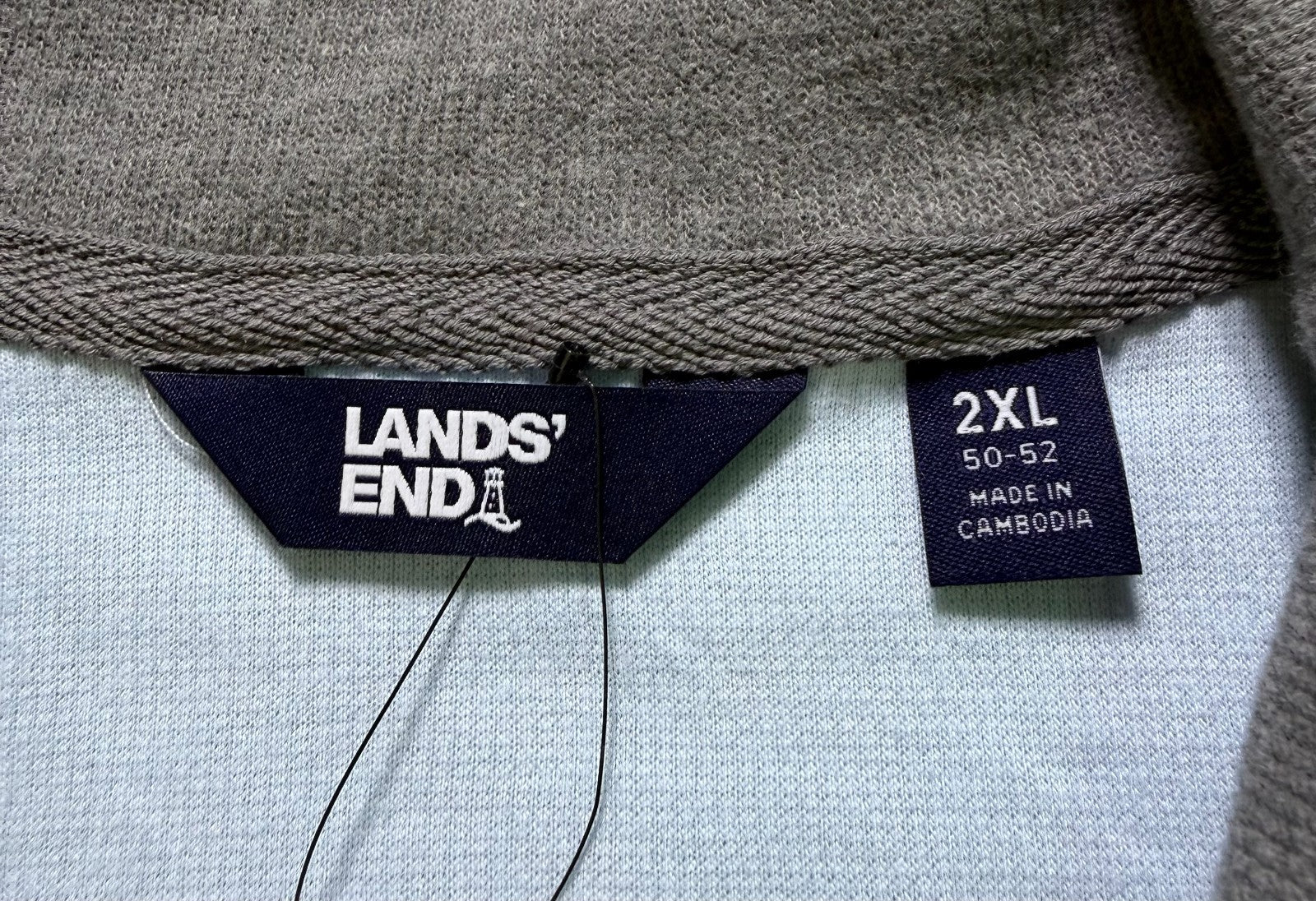 NWT Lands' End Quarter Zip Pullover Sweater Men's 2XL Blue Long Sleeve Mock Neck
