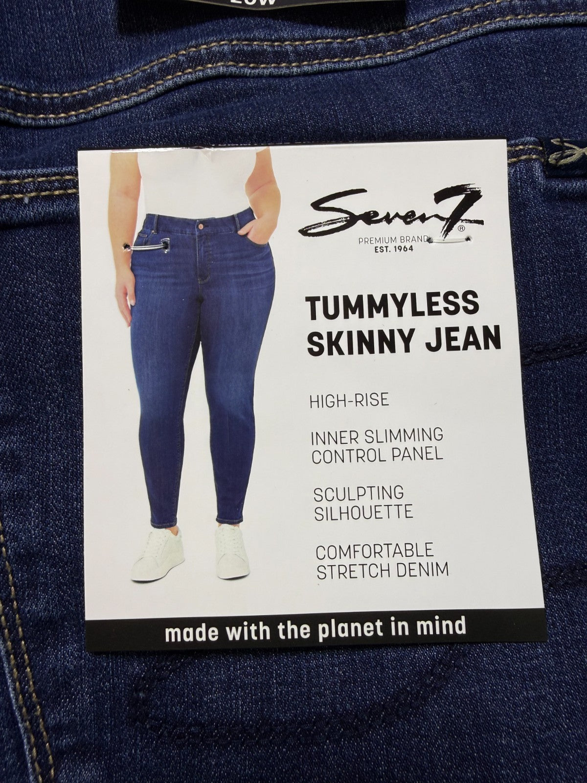 NWT Seven7 Tummyless Skinny Jeans Women's 20W Blue Denim Medium Wash 5-Pockets
