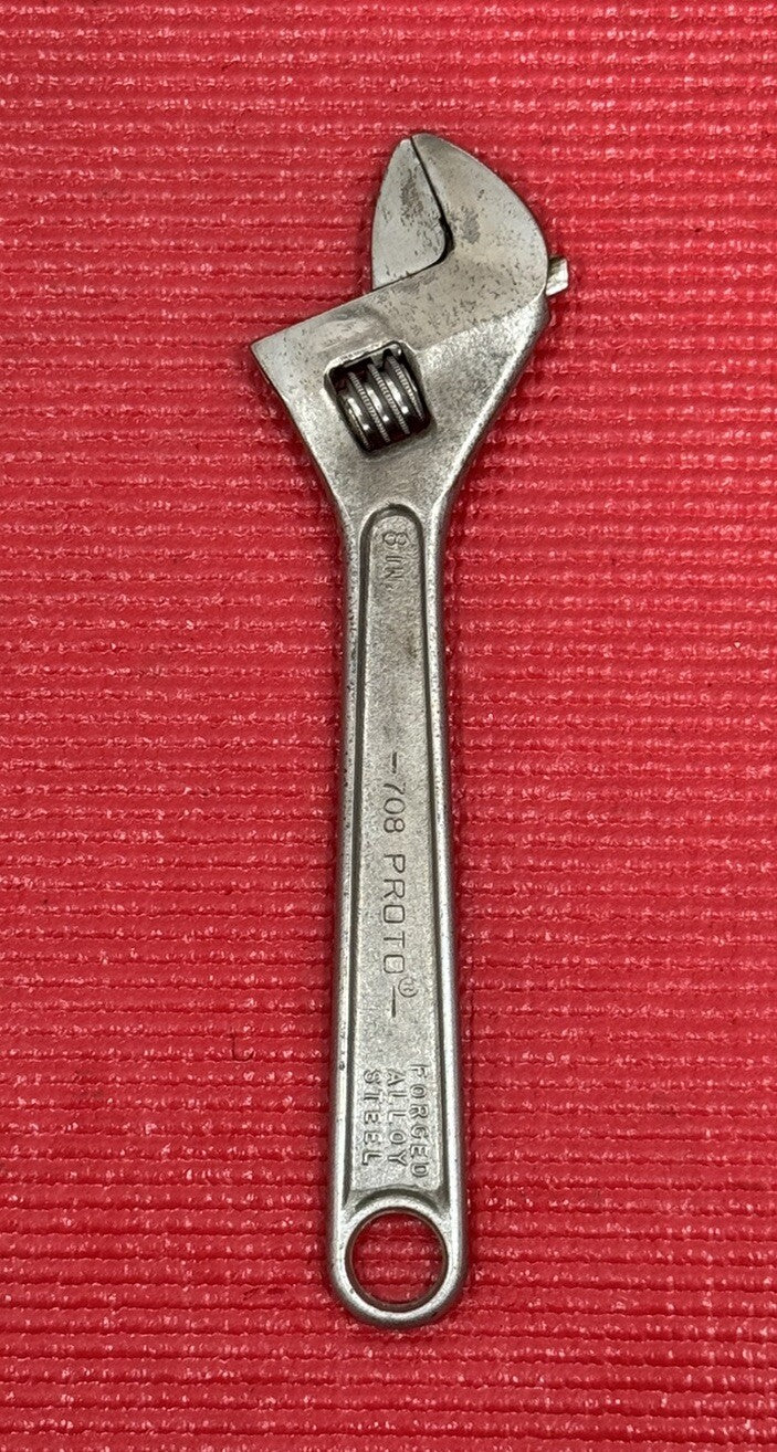 VINTAGE PROTO TOOLS No.708 8" ADJUSTABLE WRENCH CRESCENT WRENCH MADE IN USA M1