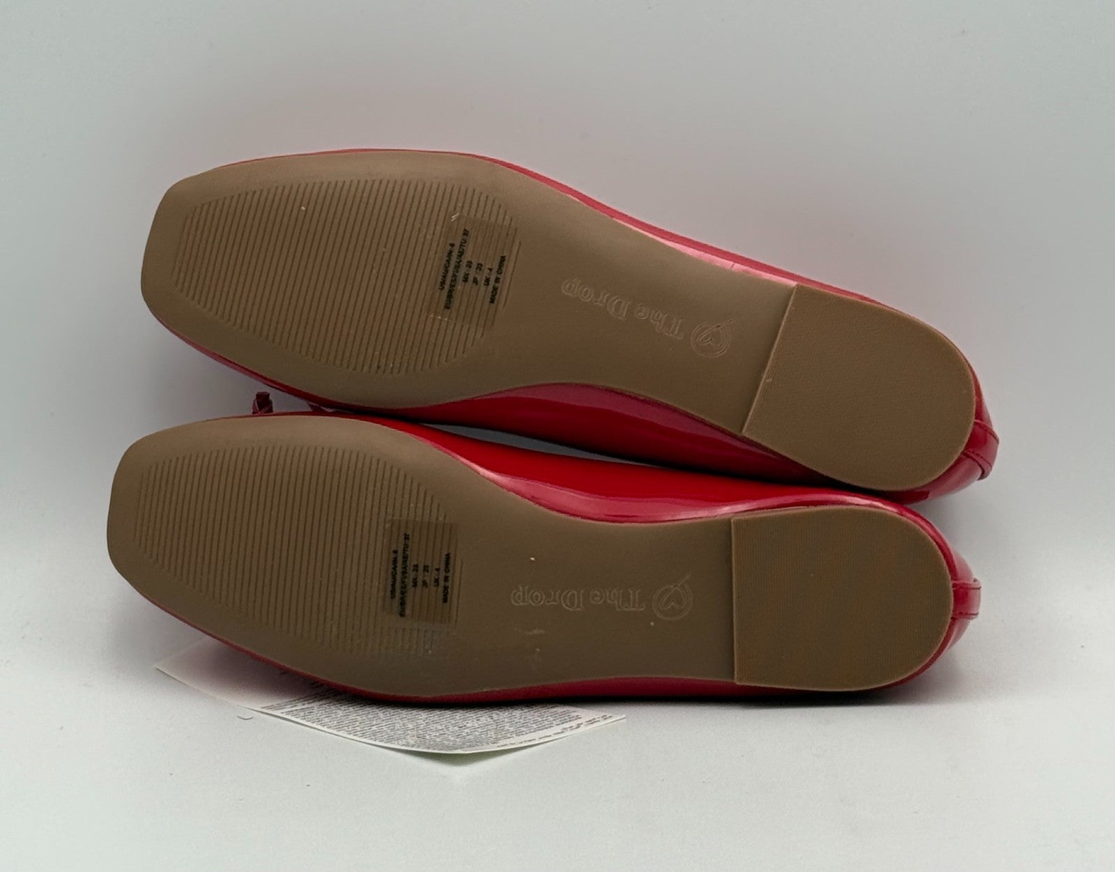 New The Drop Ballet Flats Women's 6 Red Patent Leather Bow Slip-On Almond Toe