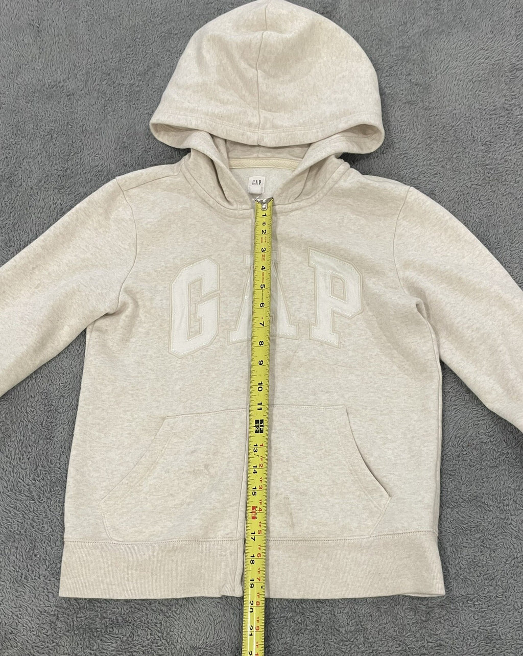 GAP Kids Girls Size XXL 14-16 Zip Hoodie Creme with Creme Sparkle Logo