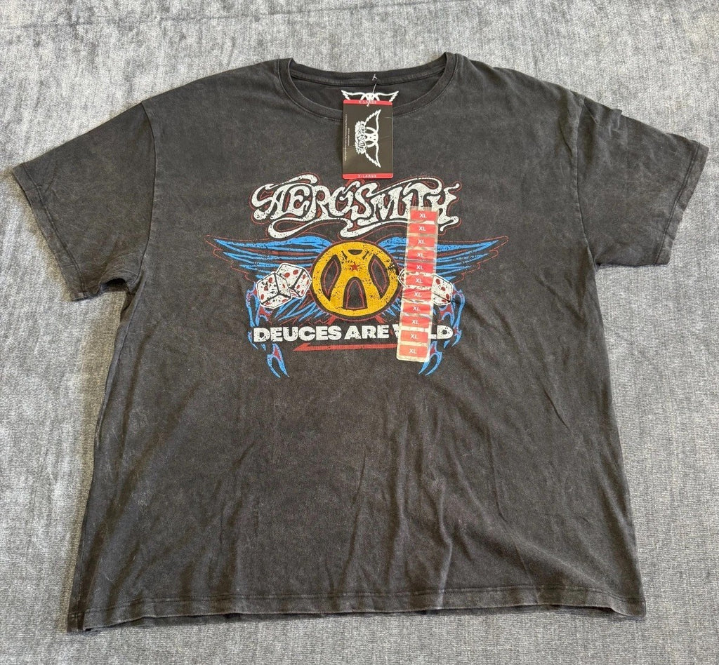 NWT Aerosmith Deuces are Wild Graphic Tee Shirt Women's XL Black 100% Cotton