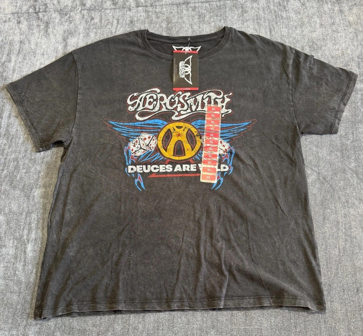 NWT Aerosmith Deuces are Wild Graphic Tee Shirt Women's XL Black 100% Cotton