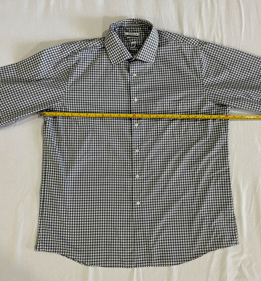 Van Heusen Classic Fit Flex Collar Size 17 34/35 Men Shirt Long Button Sleeve B1