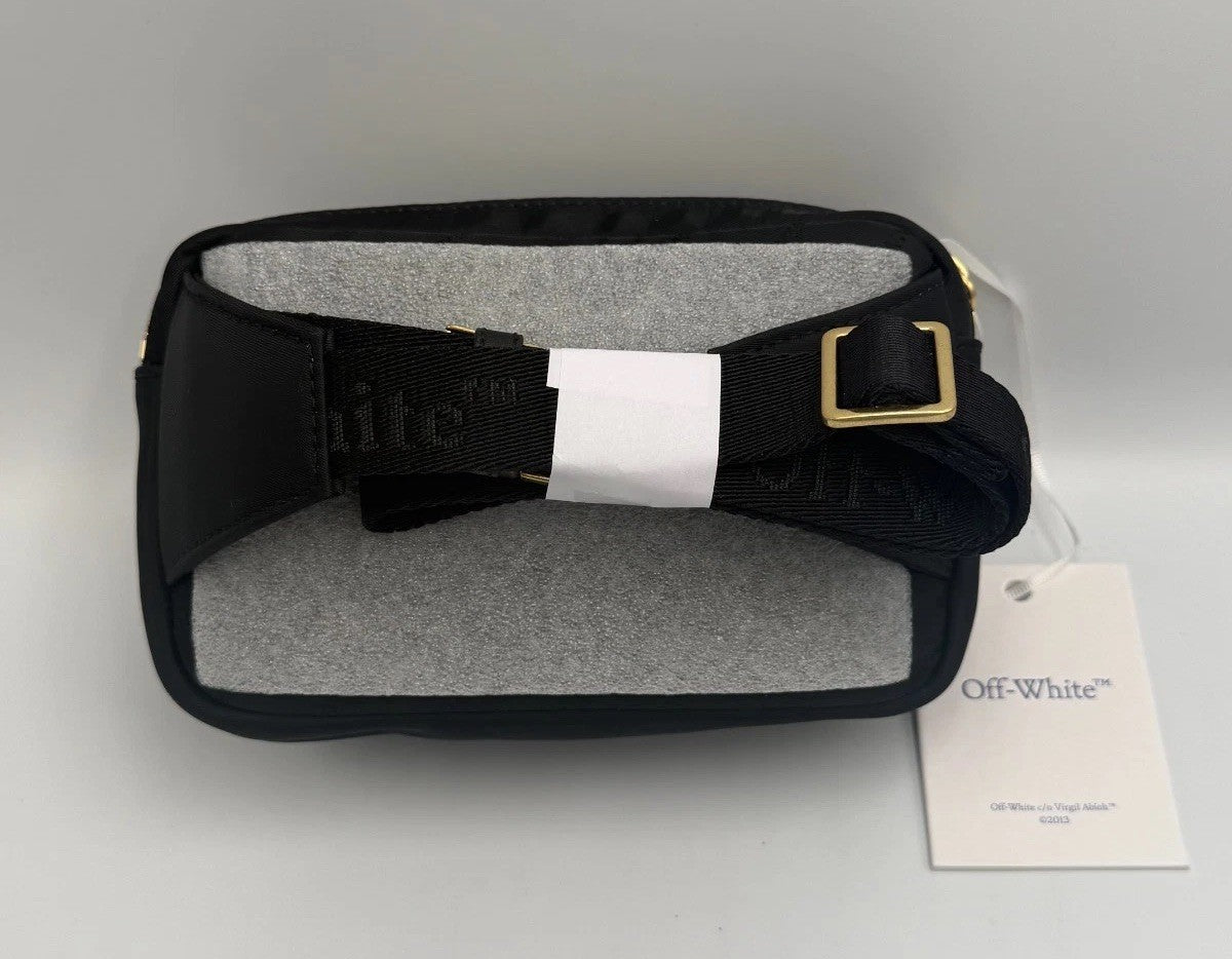 NWT Off-White Quilted Waist Sling Bag Women's Black Arrow Logo Zipper Fashion