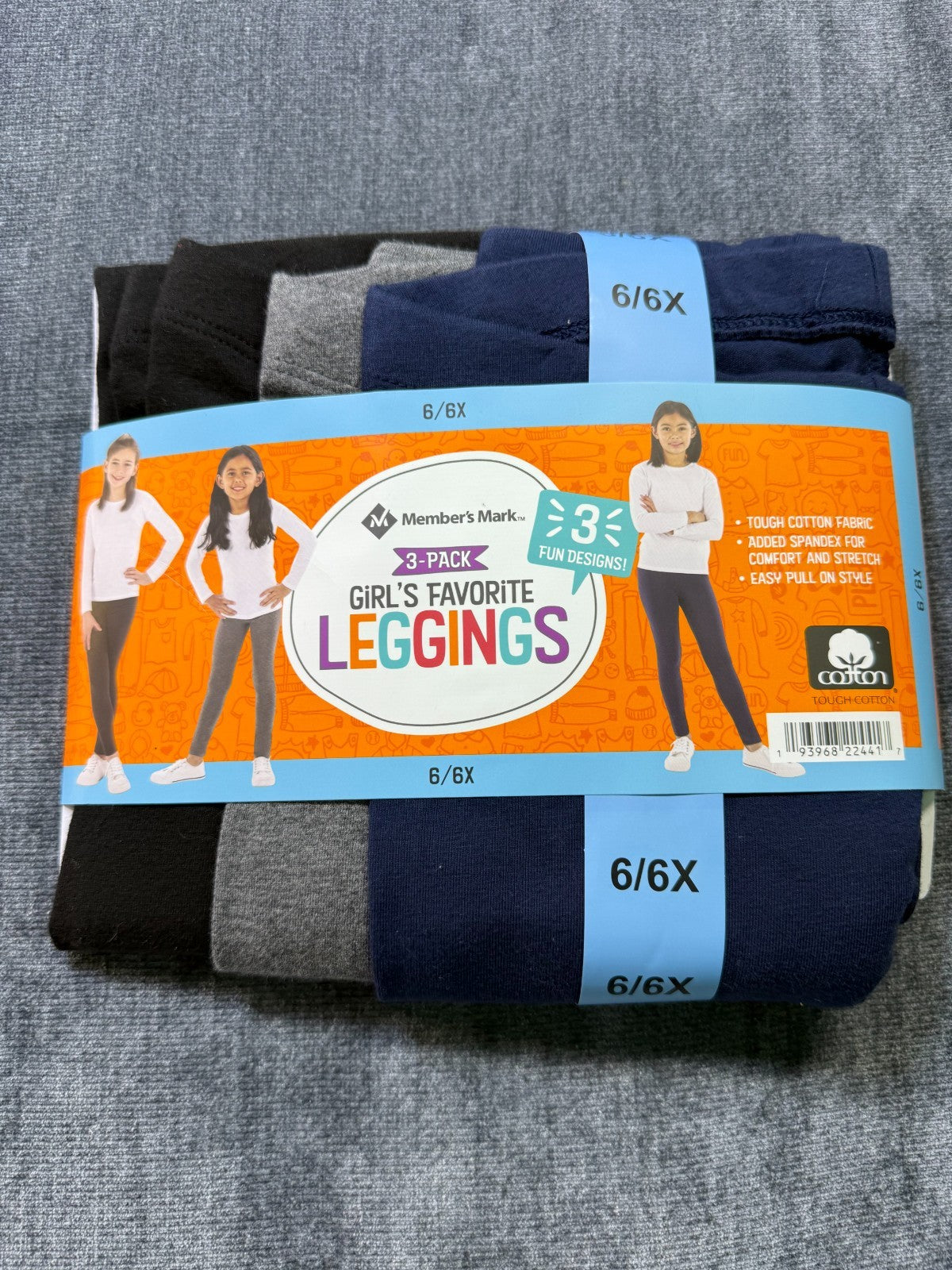 NWT Member's Mark My Favorite Leggings Girls 6/6X Multicolor Preppy - 3-Pack