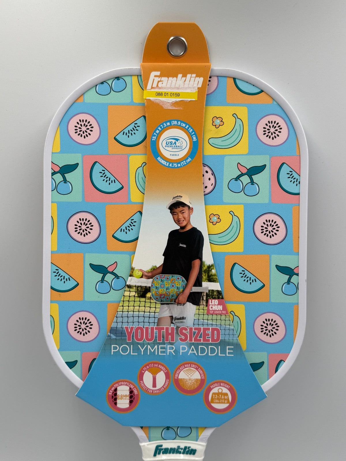 New Franklin Youth Pickleball Paddle Fruit Pattern Polymer Core Leo Chun Racquet