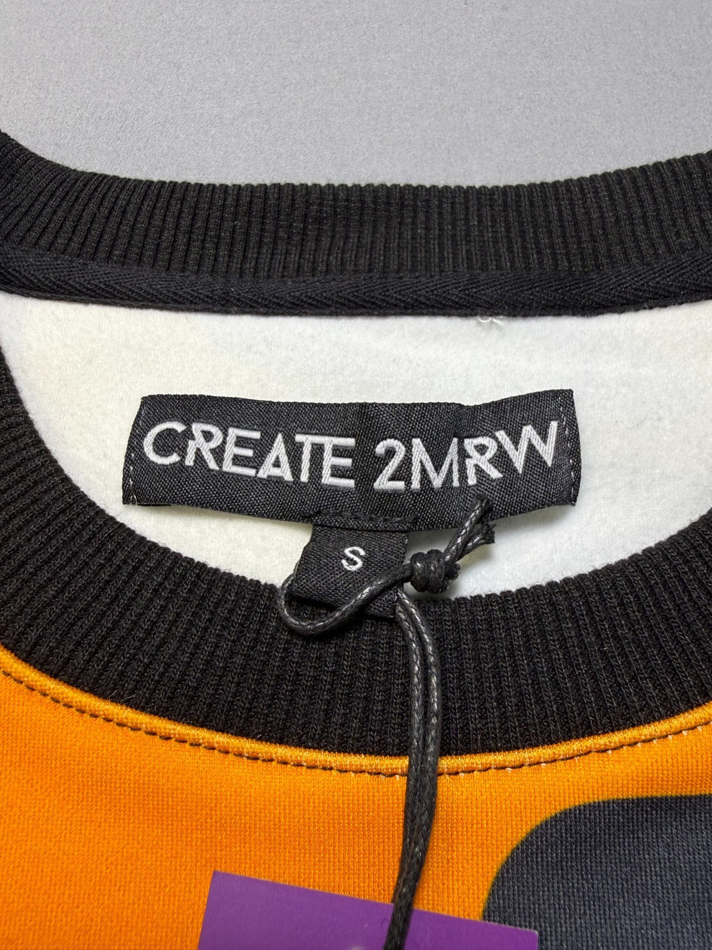 Create 2MRW Crew Neck Sweatshirt Men Small Orange Camo Long Sleeve w/ Ribbed Hem