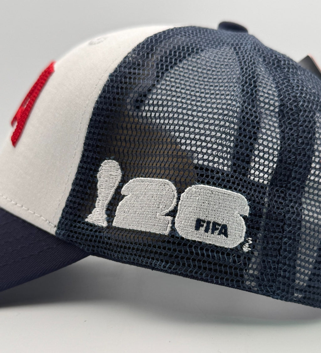 Outerstuff FIFA World Cup 2026 USA Trucker Hat Men White Blue Mesh Snapback Cap