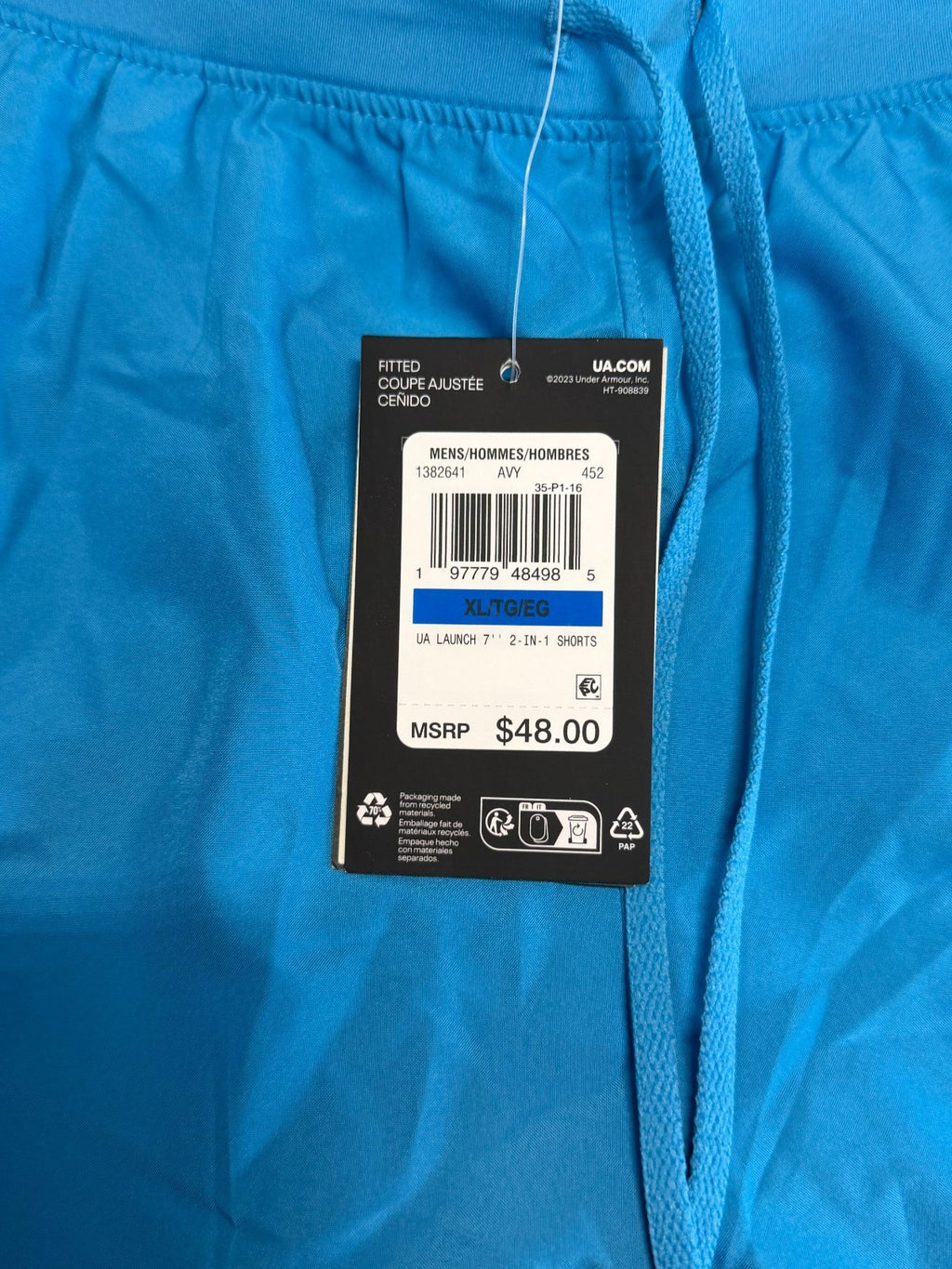 NWT Under Armour Launch Run 7" 2 in 1 Shorts Men's XL Blue Lined Drawstring