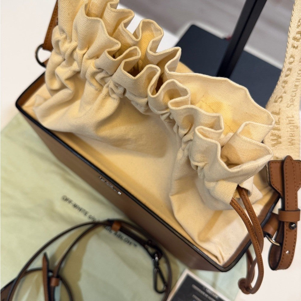 Off-White Brown Leather BOX Bag - Unique!