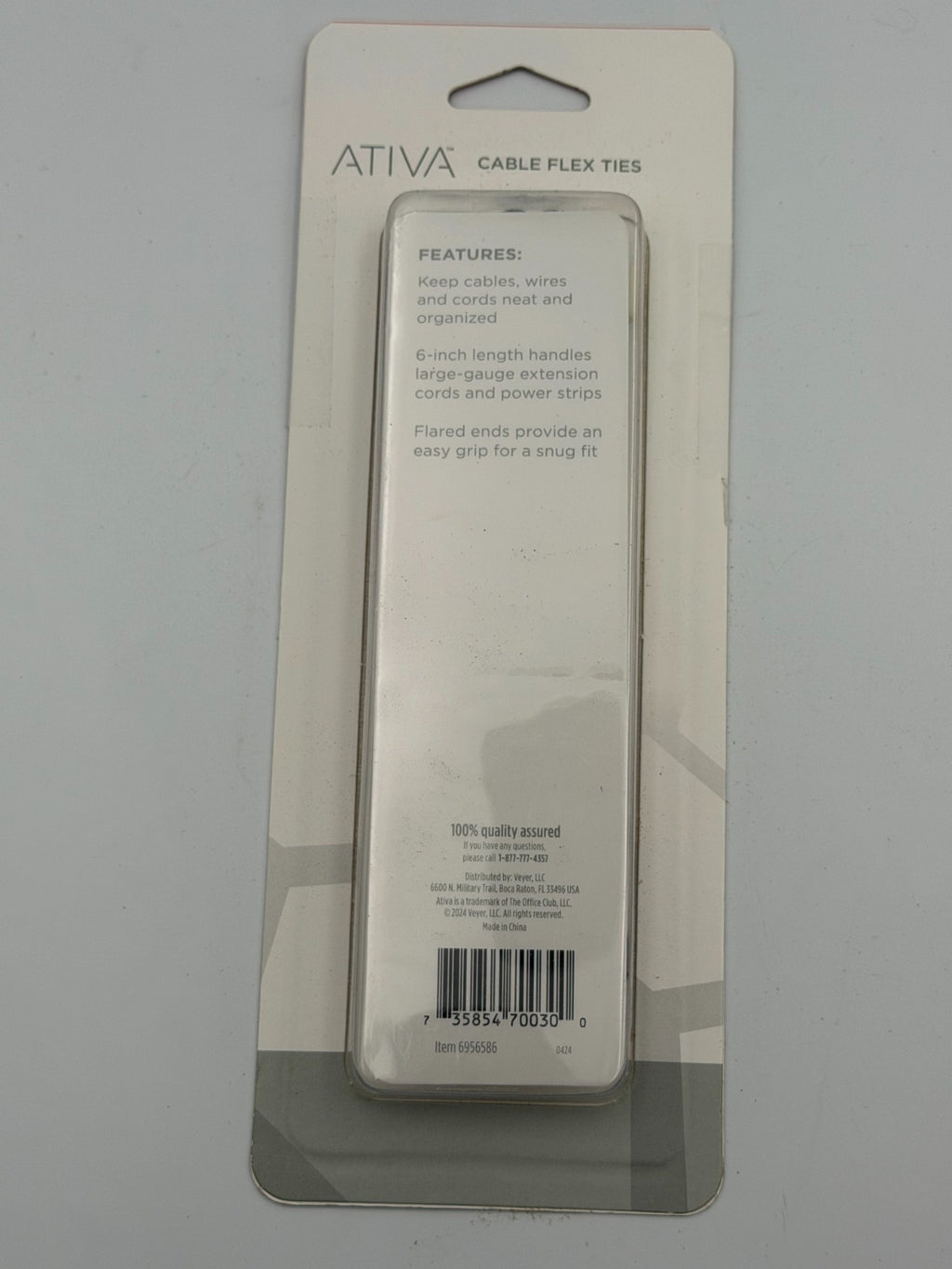NEW Ativa Adjustable Reusable Cable Management Flex Organizer Ties - Pack of 6
