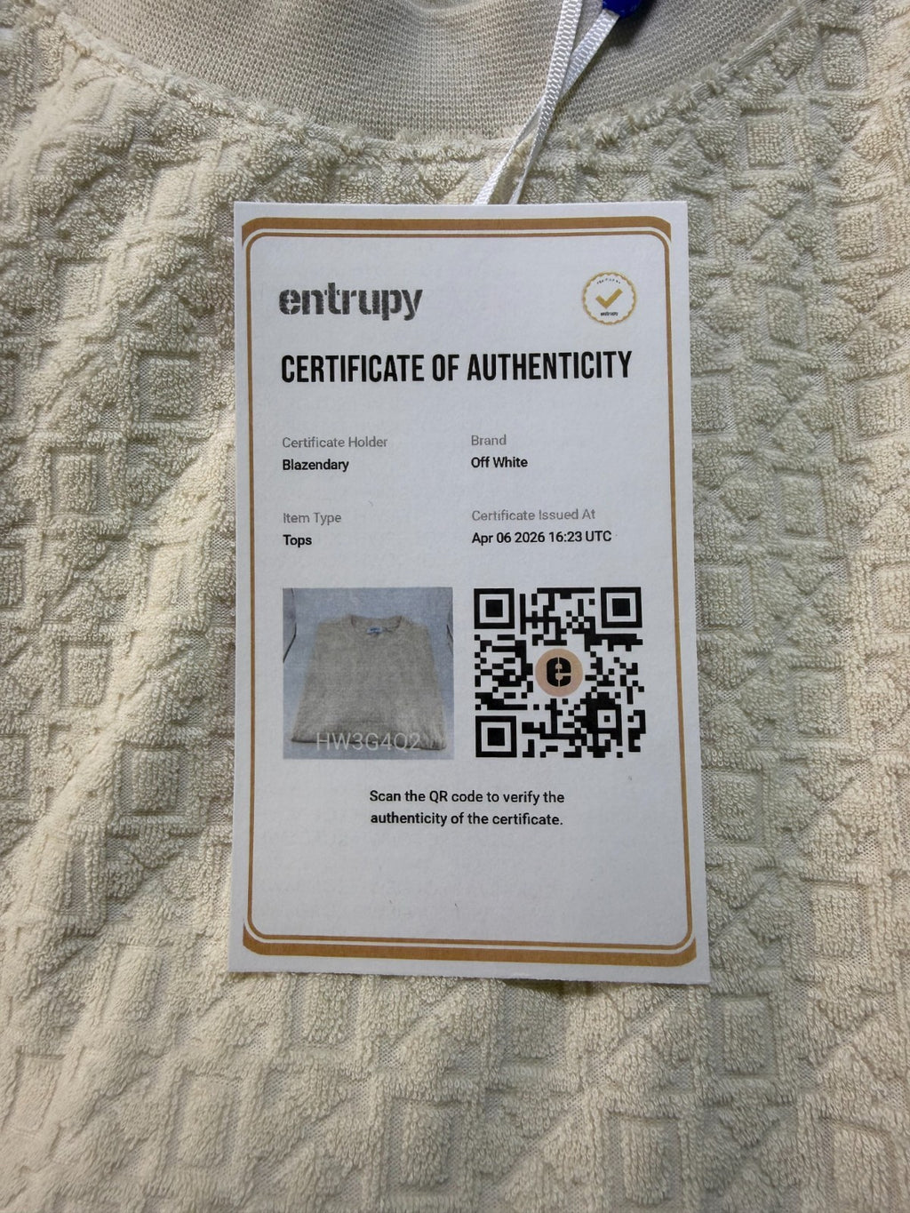 NWT Off-White Towel Terry All Over Logo T-Shirt Men XL Ivory Short Sleeve Casual