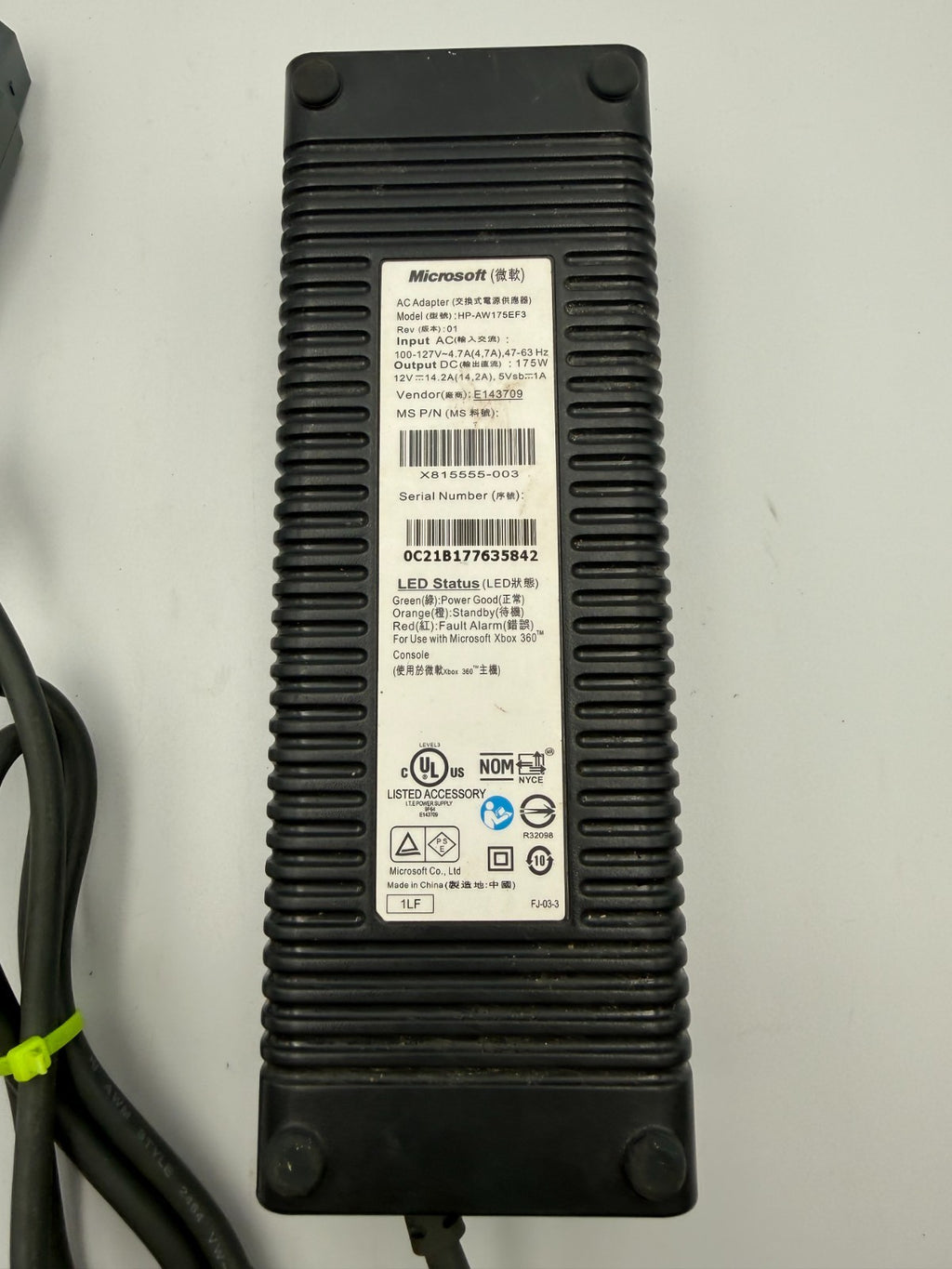 Genuine Microsoft Xbox HP-AW175EF3 360 Black 75 Watt AC Power Supply Adapter