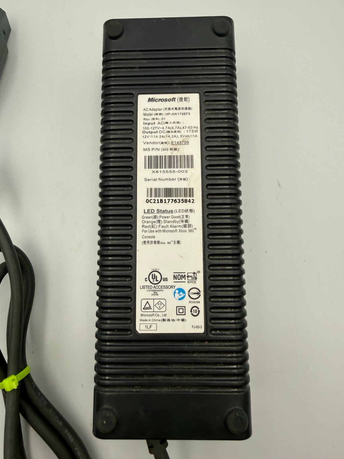 Genuine Microsoft Xbox HP-AW175EF3 360 Black 75 Watt AC Power Supply Adapter
