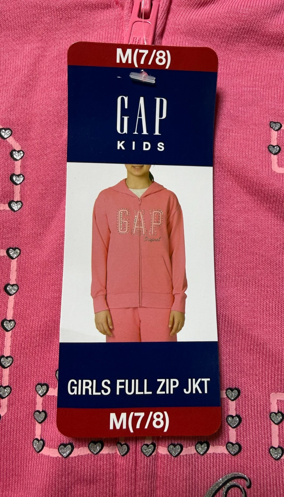 Gap Friendship Bracelet Design Full Zip Hoodie Girls Medium (7/8) Pink Preppy