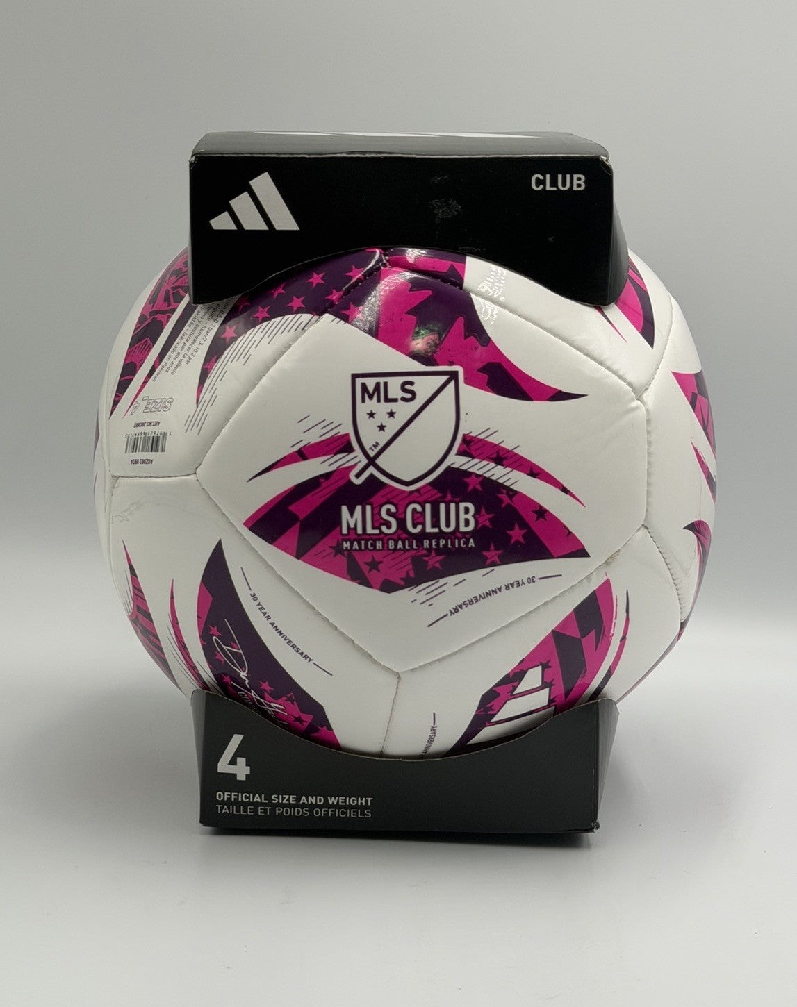 New Adidas MLS Club Youth Soccer Ball Pink White Training Football - Size 4