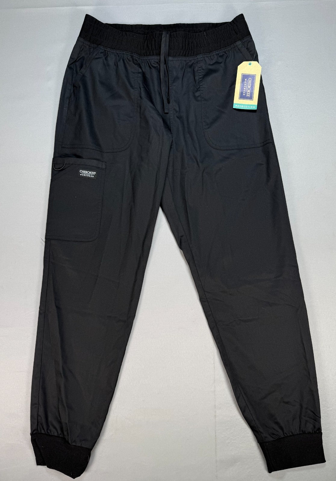 Cherokee Revolution Scrub Pants Women's Medium Black Drawstring Elastic Waist