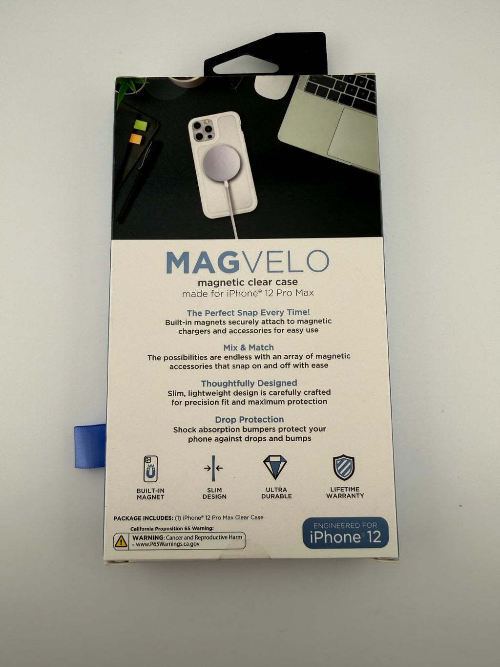 NEW iHome MAG VELO Clear/White Magnetic Clear Protective Case iPhone 12 Pro Max