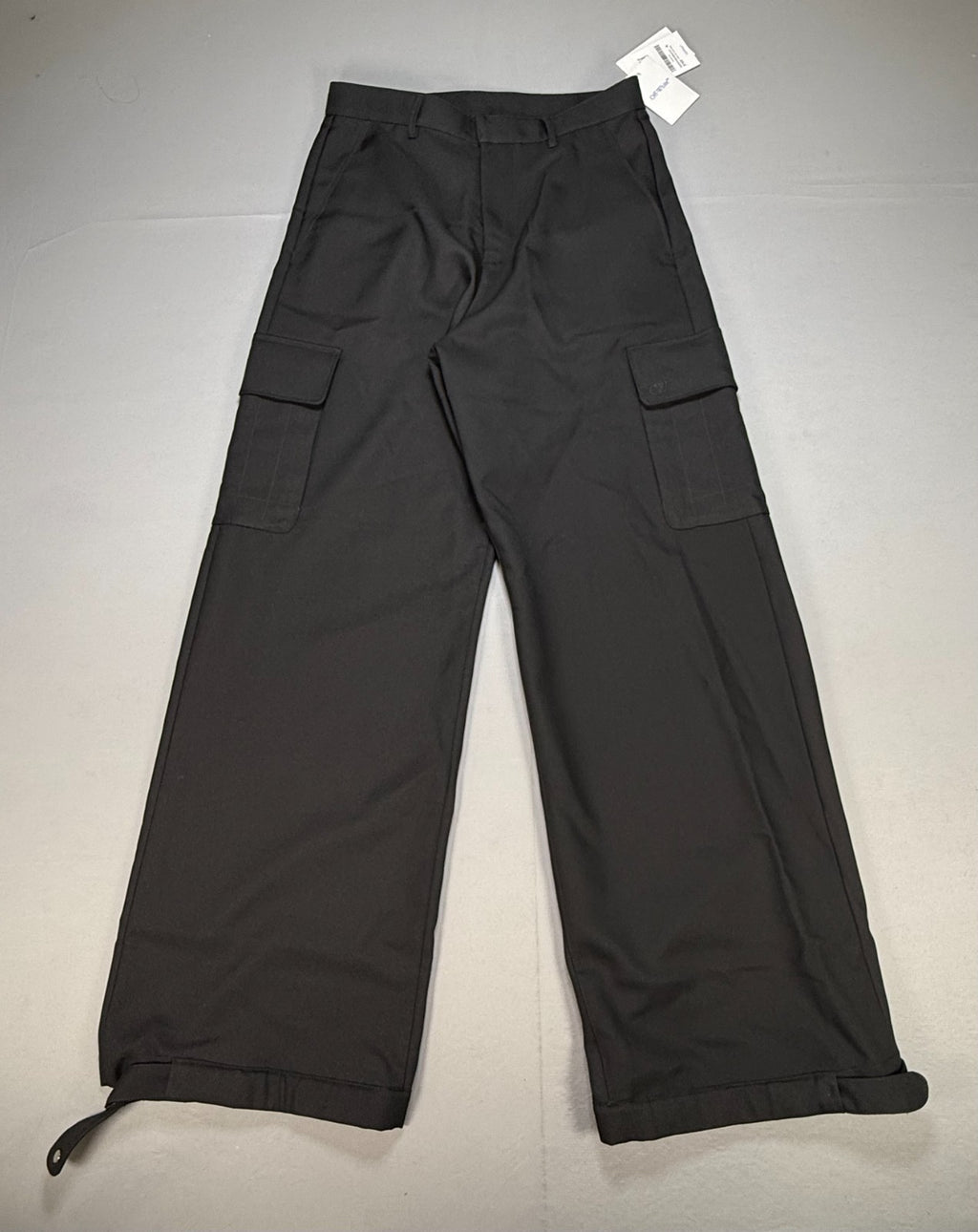 NWT Off-White OW Embroidered Drill Cargo Pants Men's 46 Black Pockets Workwear