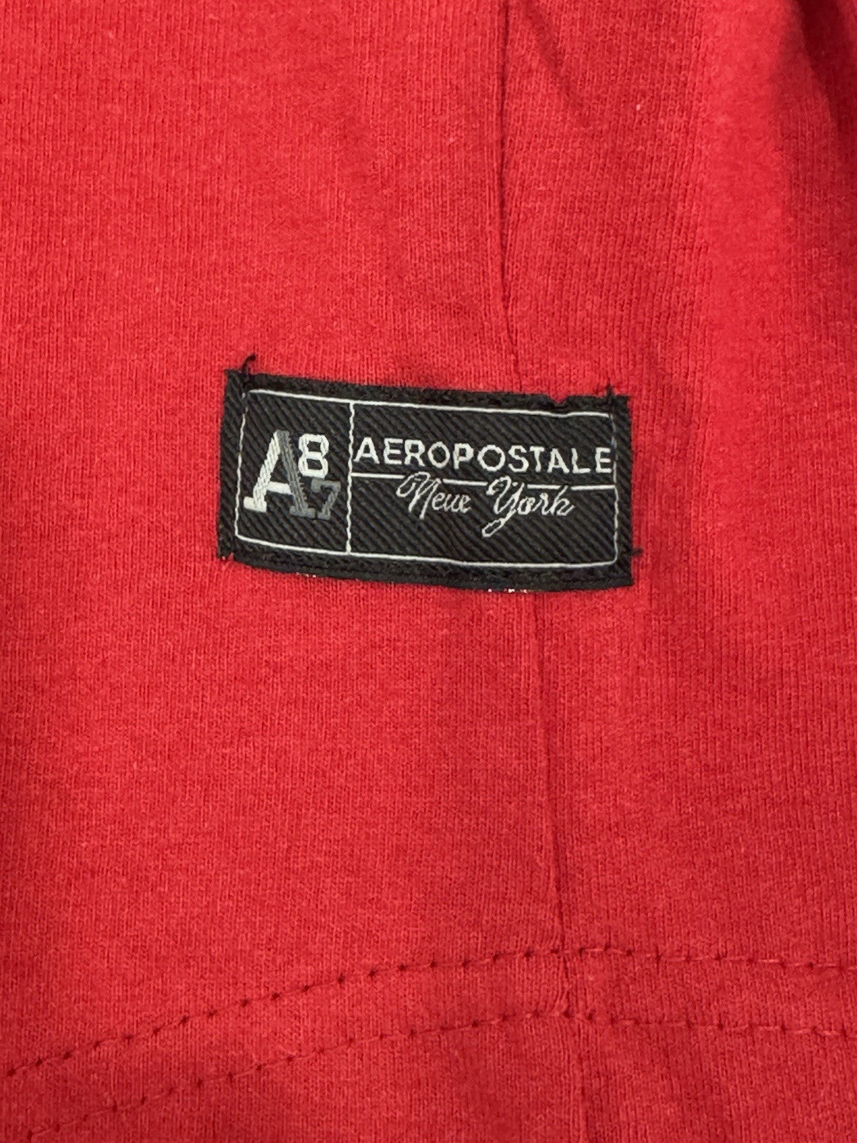 Aeropostale Button Up Baseball Sports Mens Size Large Red/ White Long Sleeve NWT