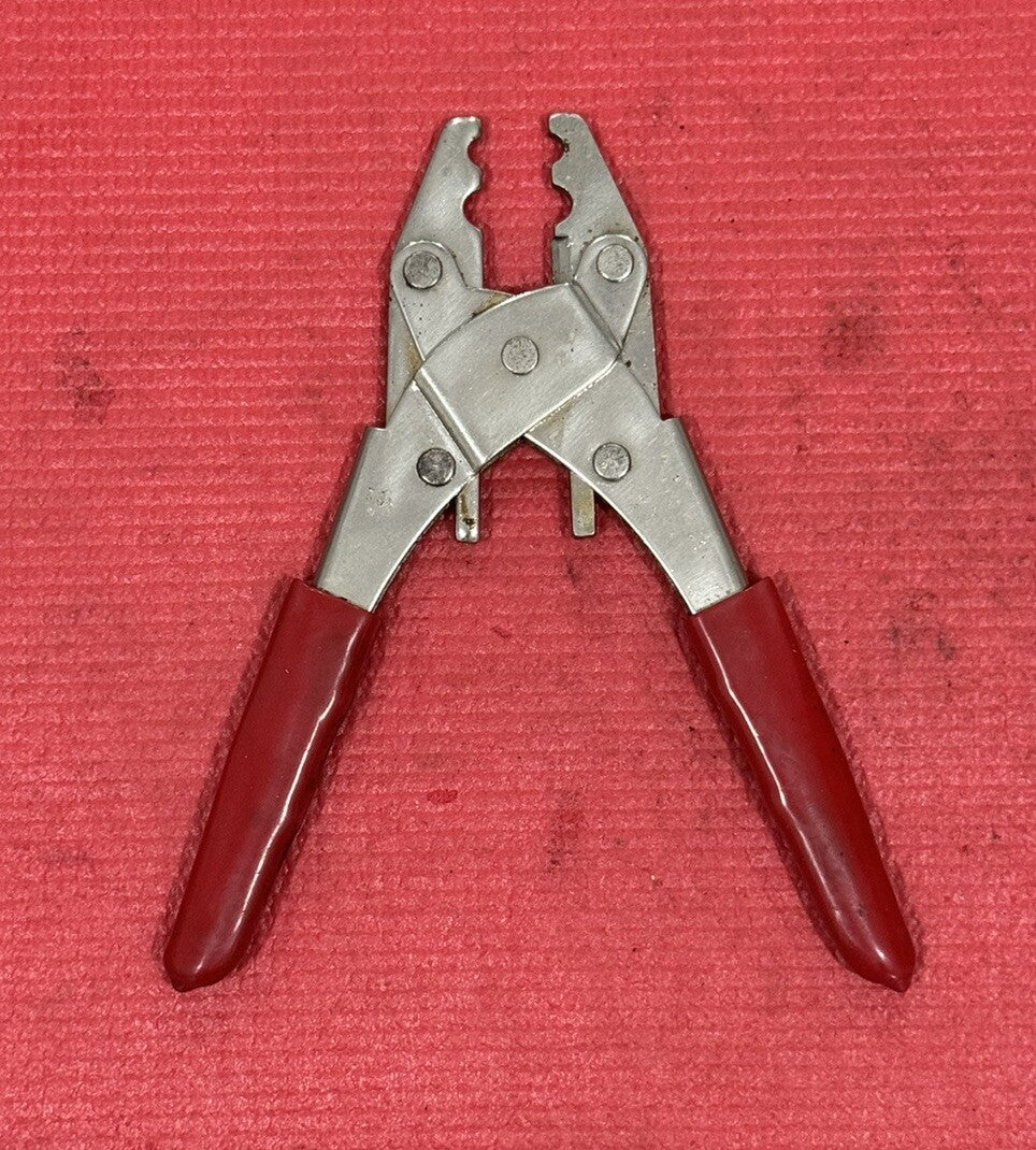 Vintage Professional Hex Coaxial Cable Crimping Connector Tool Red Coated Handle