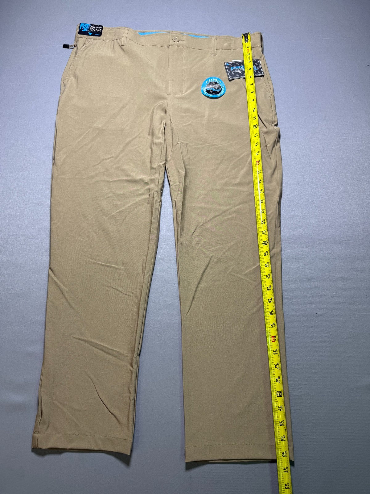 Birdie Bound Regular Fit Golf Pants Men's 40x30 Beige Straight Leg Performance
