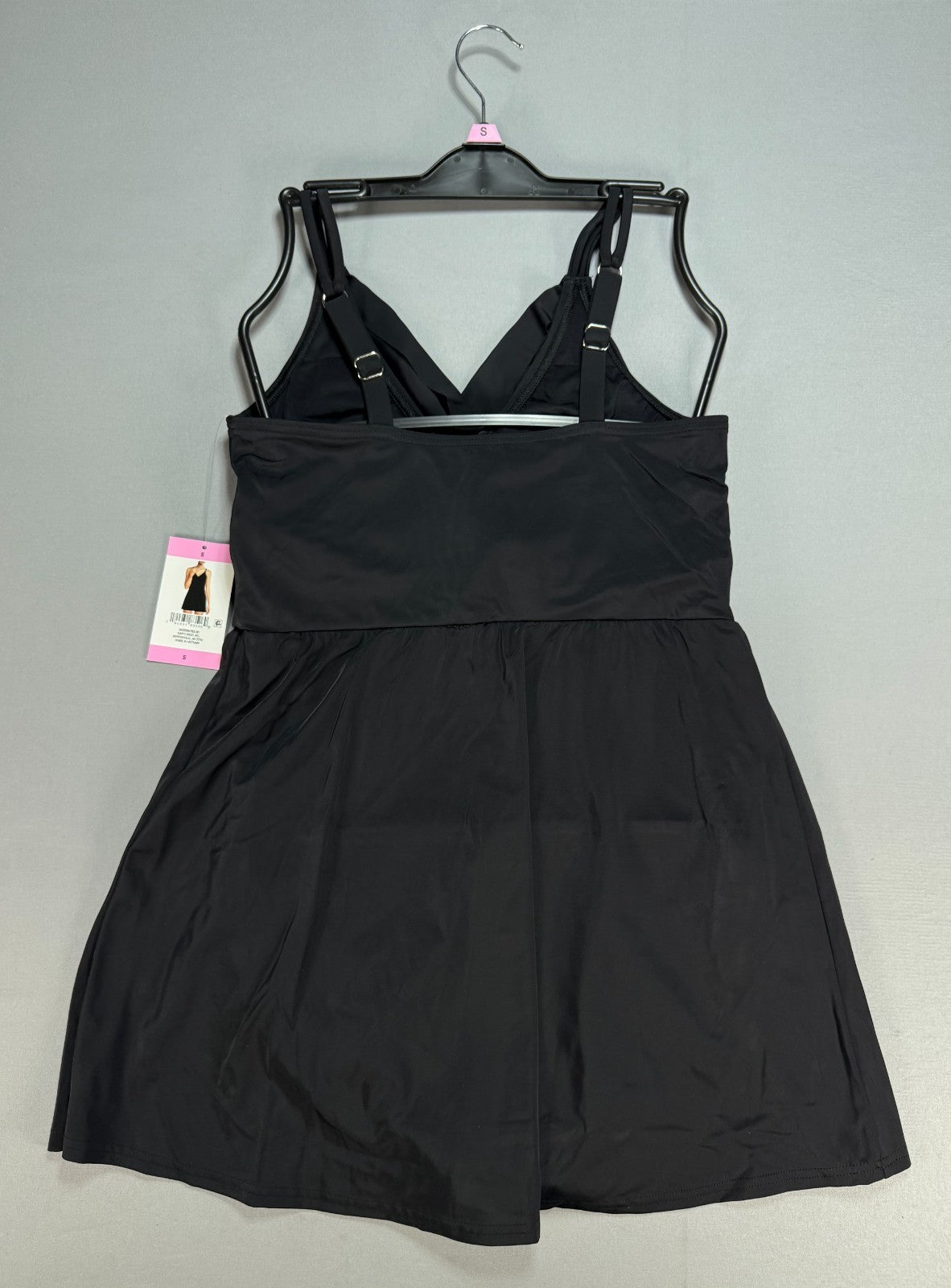 Lands' End Tulip Wrap One-Piece Swim Dress Women's Small Black Sleeveless Preppy