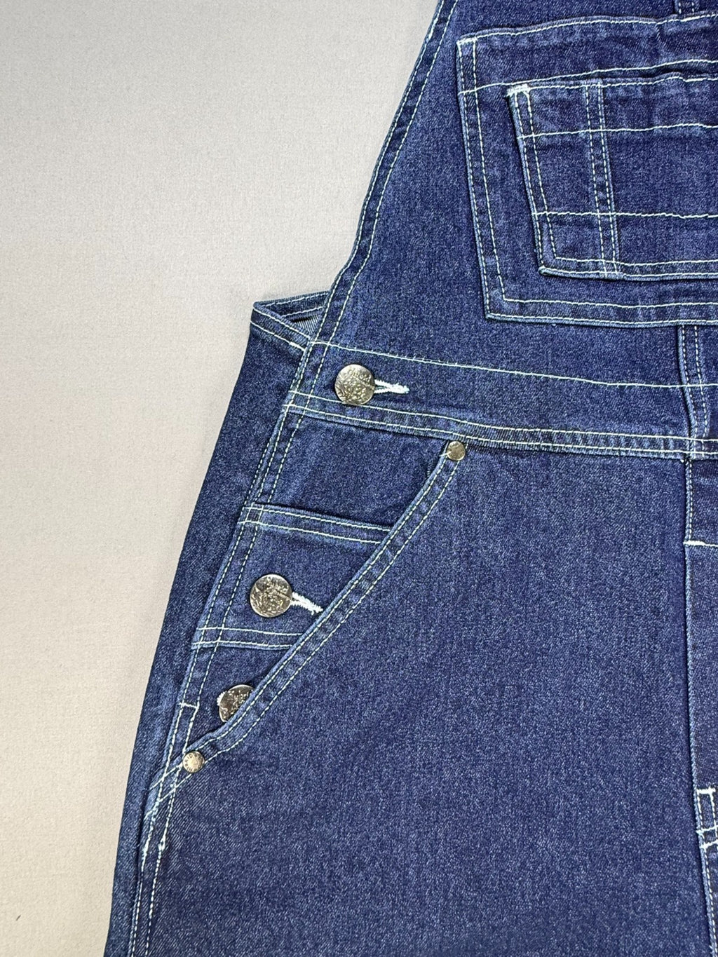 Hybrid & Company Stretch Overall Pants Women's Medium Dark Wash Pockets Preppy