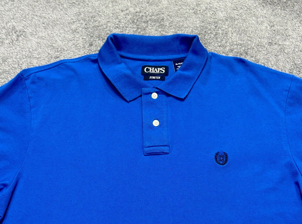 Chaps Men's Size XL Stretch Short Sleeve Blue Polo Shirt Excellent