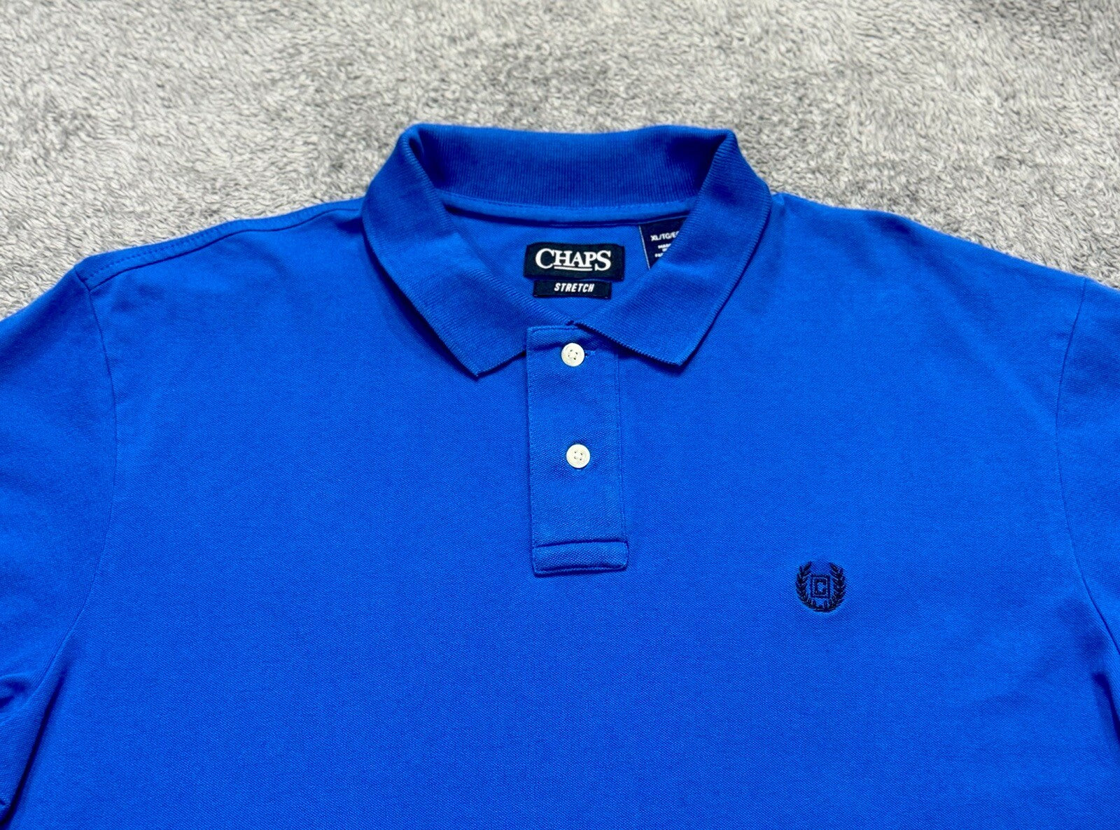 Chaps Men's Size XL Stretch Short Sleeve Blue Polo Shirt Excellent