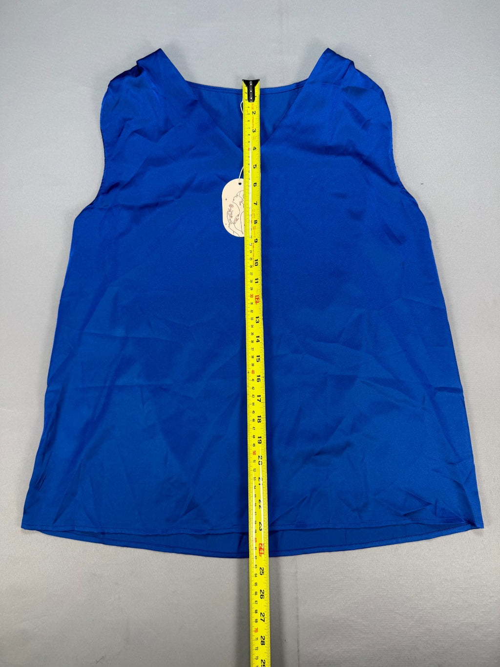 NWT Matahari The Label Satin V-Neck Tank Top Women Royal Blue Sleeveless Blouse