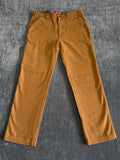 Coleman Work Pants Men's 34/32 Brown Fleece Lined Straight Leg Pockets Pull-On