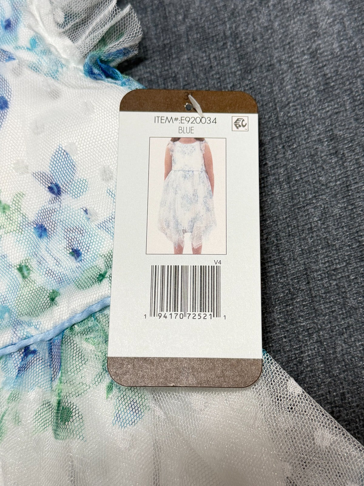 NWT Rare Editions Occasion Dress Toddler Girls 3T Blue Floral Boho Embroidered