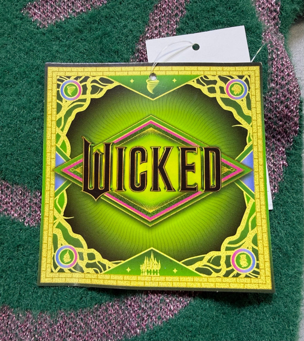 NWT Wicked Graphic Eyelash Knit Glitter Sweater Girls Large (10-12) Green Cozy