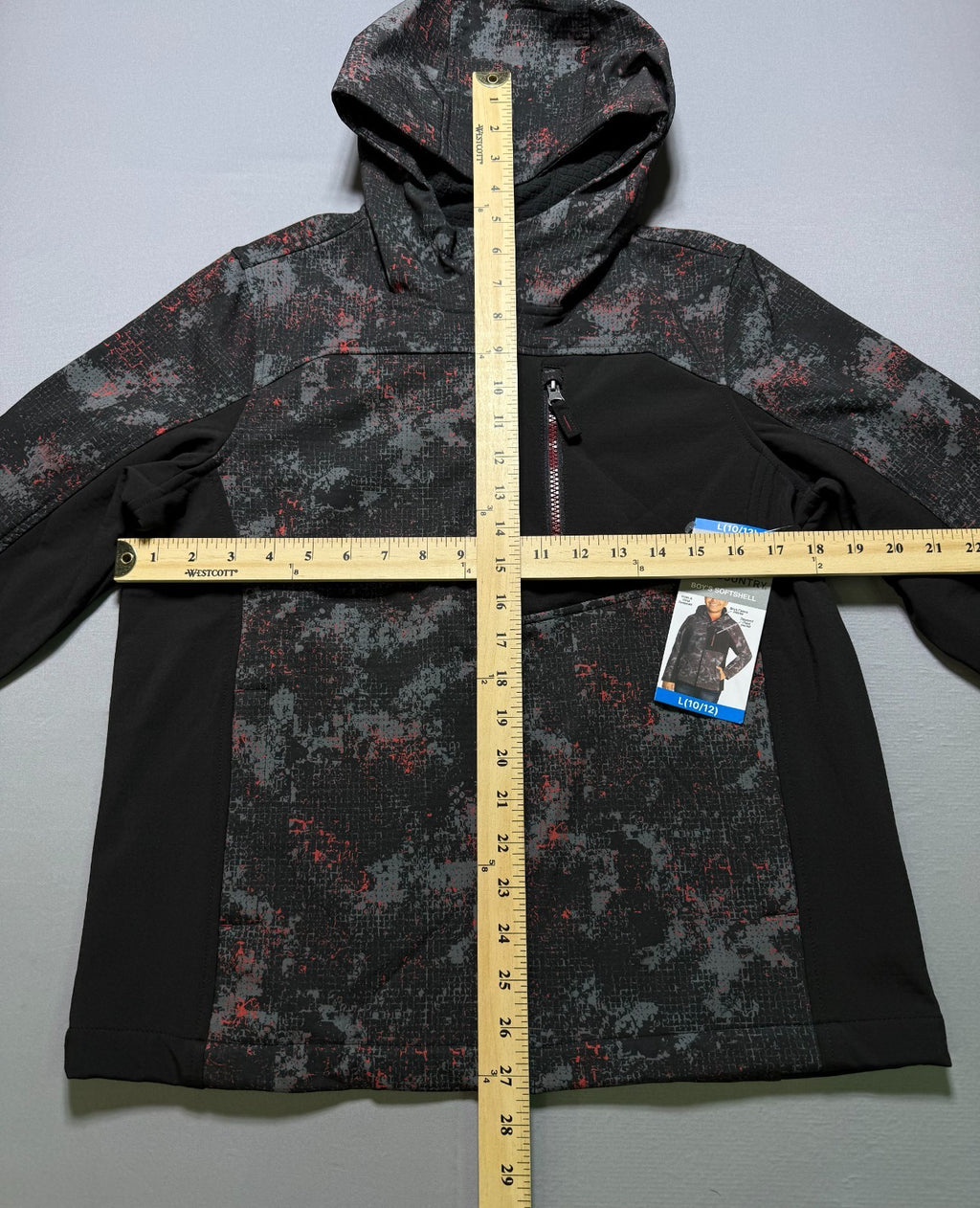 NWT Free Country Vertex Softshell Jacket Boys Large (10/12) Black Camo Full Zip