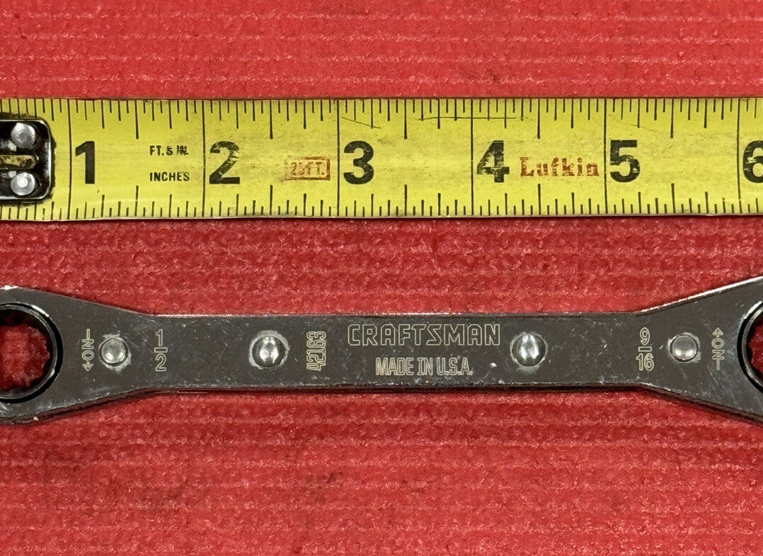 Vintage Craftsman 42163 1/2" X 9/16" Ratcheting Box Wrench 12 Pt Made IN USA