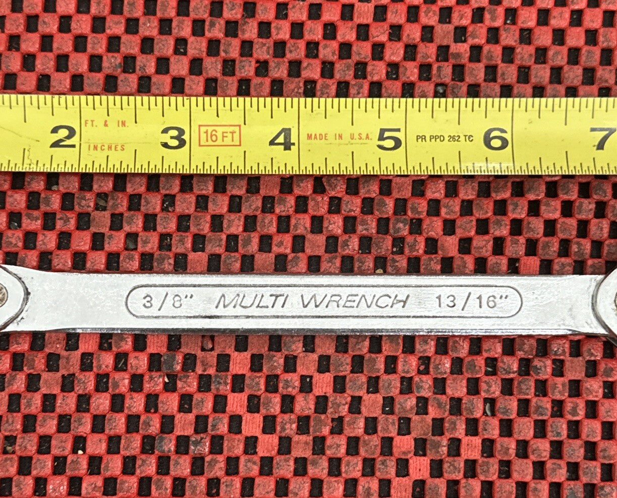 Vintage Heavy Duty CHROME VANADIUM 3/8-13/16 MULTI WRENCH 15-22mm 9-14mm   N3