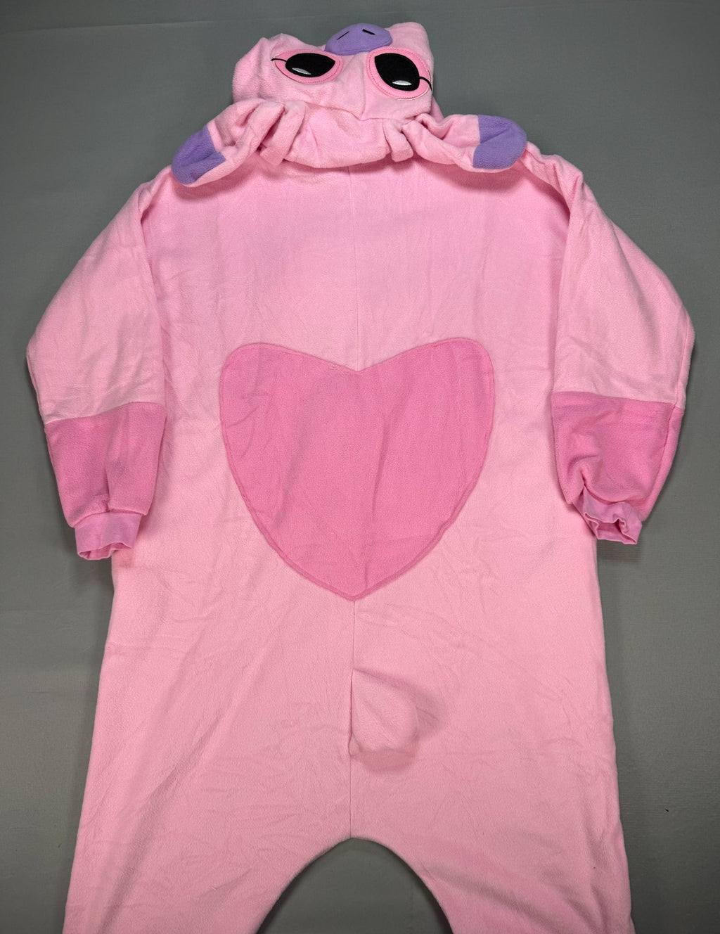 Lilo & Stitch Angel One Piece Cosplay Costume Fleece Hooded Pajamas Adult Pink