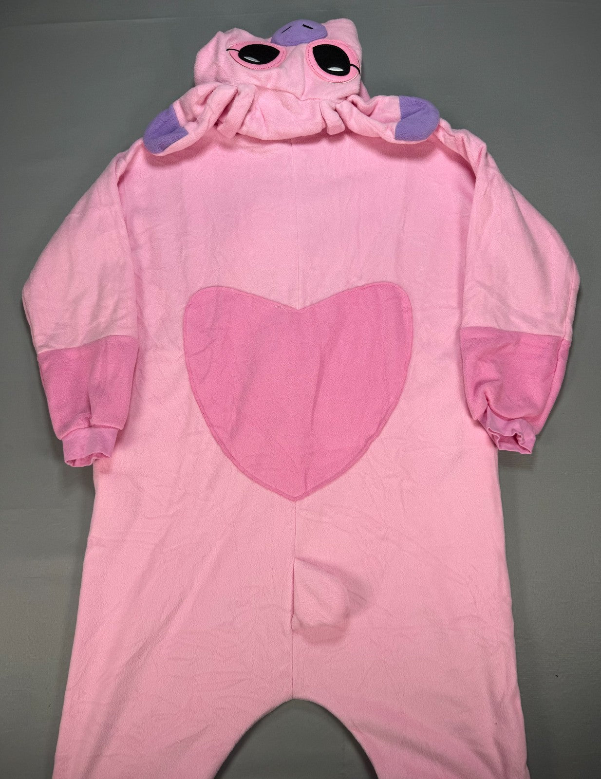 Lilo & Stitch Angel One Piece Cosplay Costume Fleece Hooded Pajamas Adult Pink