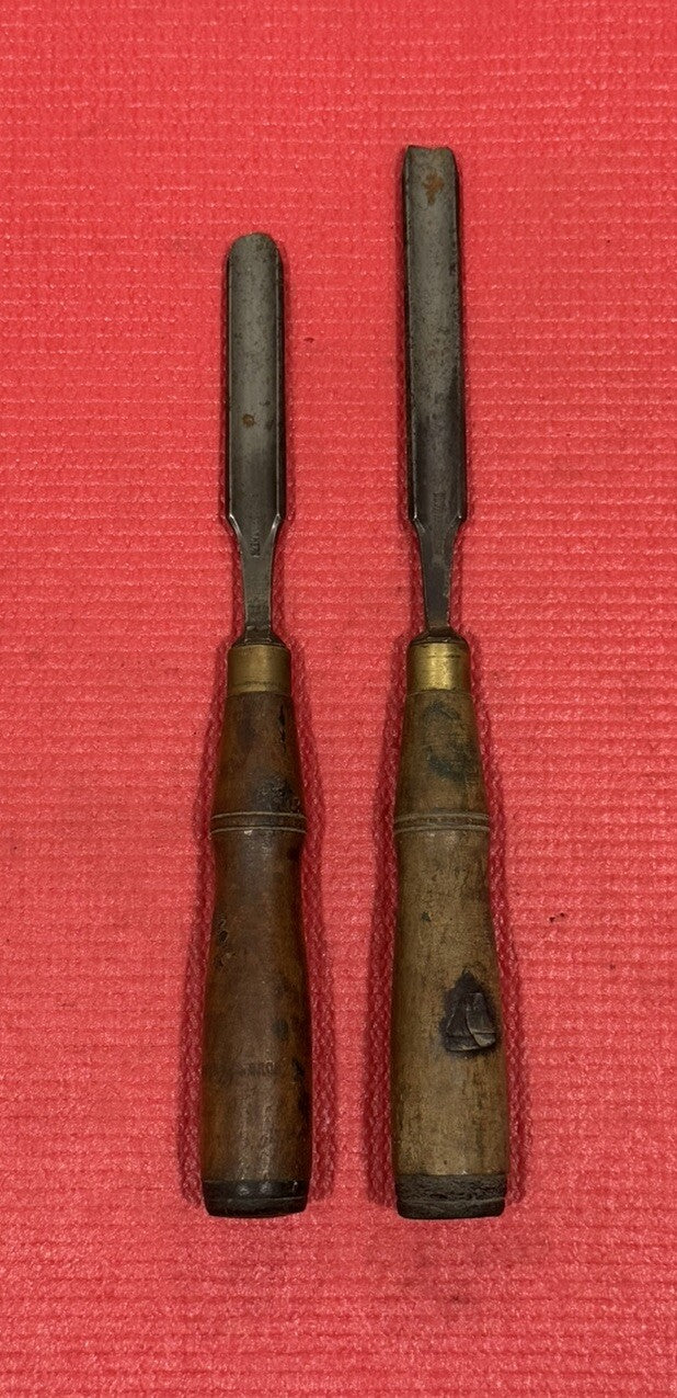Vintage Antique Buck Bros. 2 Pieces Mortise chisel set Woodworking Old Tool RARE