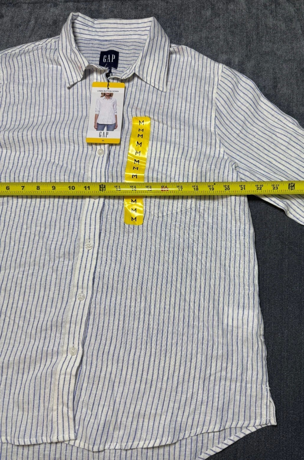 NWT Gap Striped Linen Button-Up Shirt Women's Medium White Long Sleeve Collared