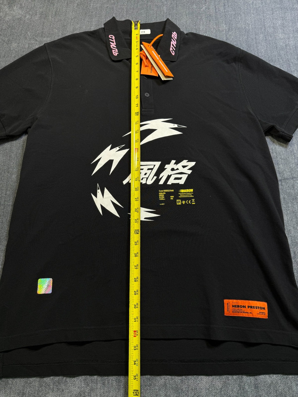 NWT Heron Preston Herons Chinese S/S Polo Shirt Men's X-Large Black Short Sleeve