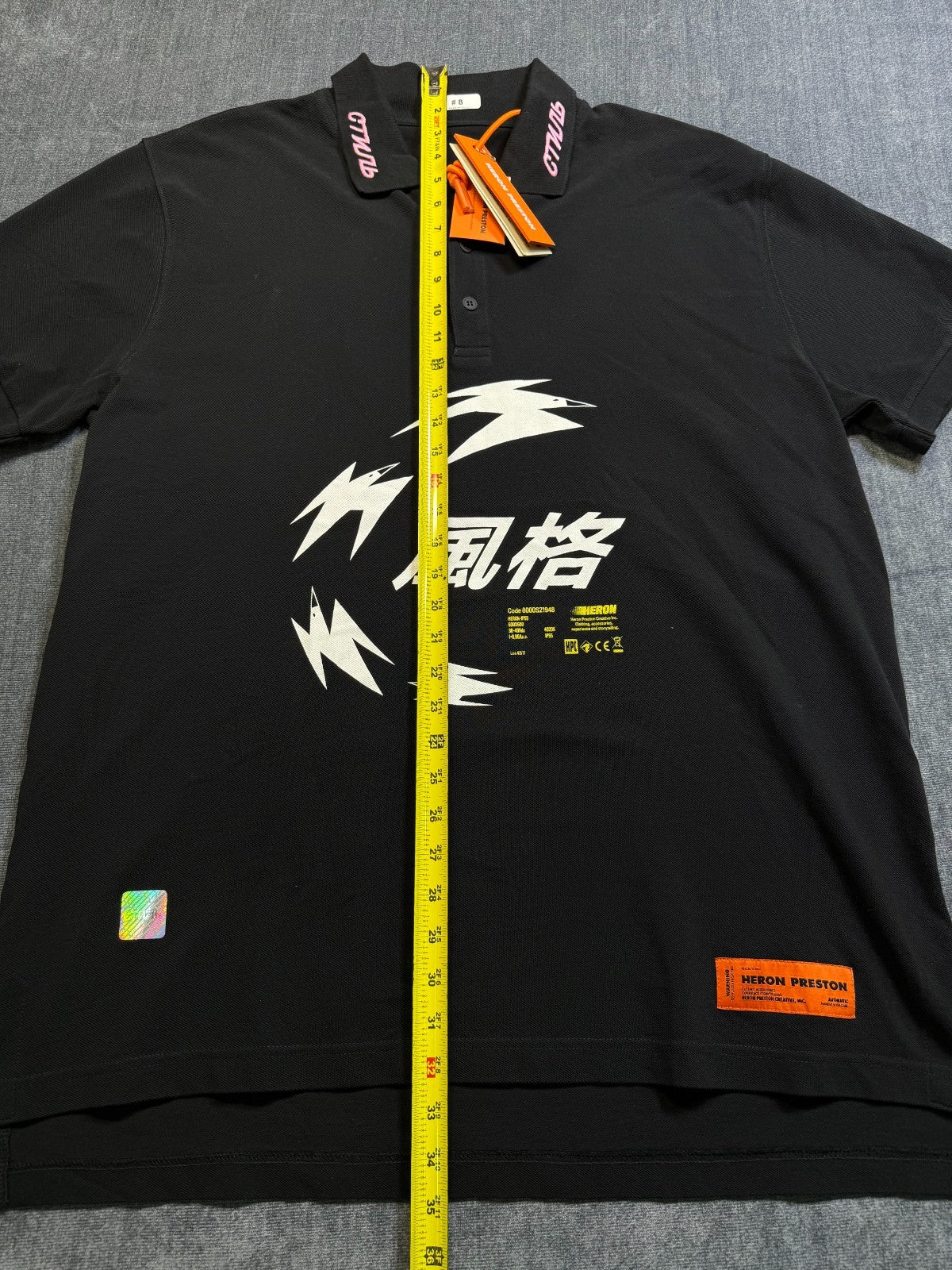 NWT Heron Preston Herons Chinese S/S Polo Shirt Men's X-Large Black Short Sleeve