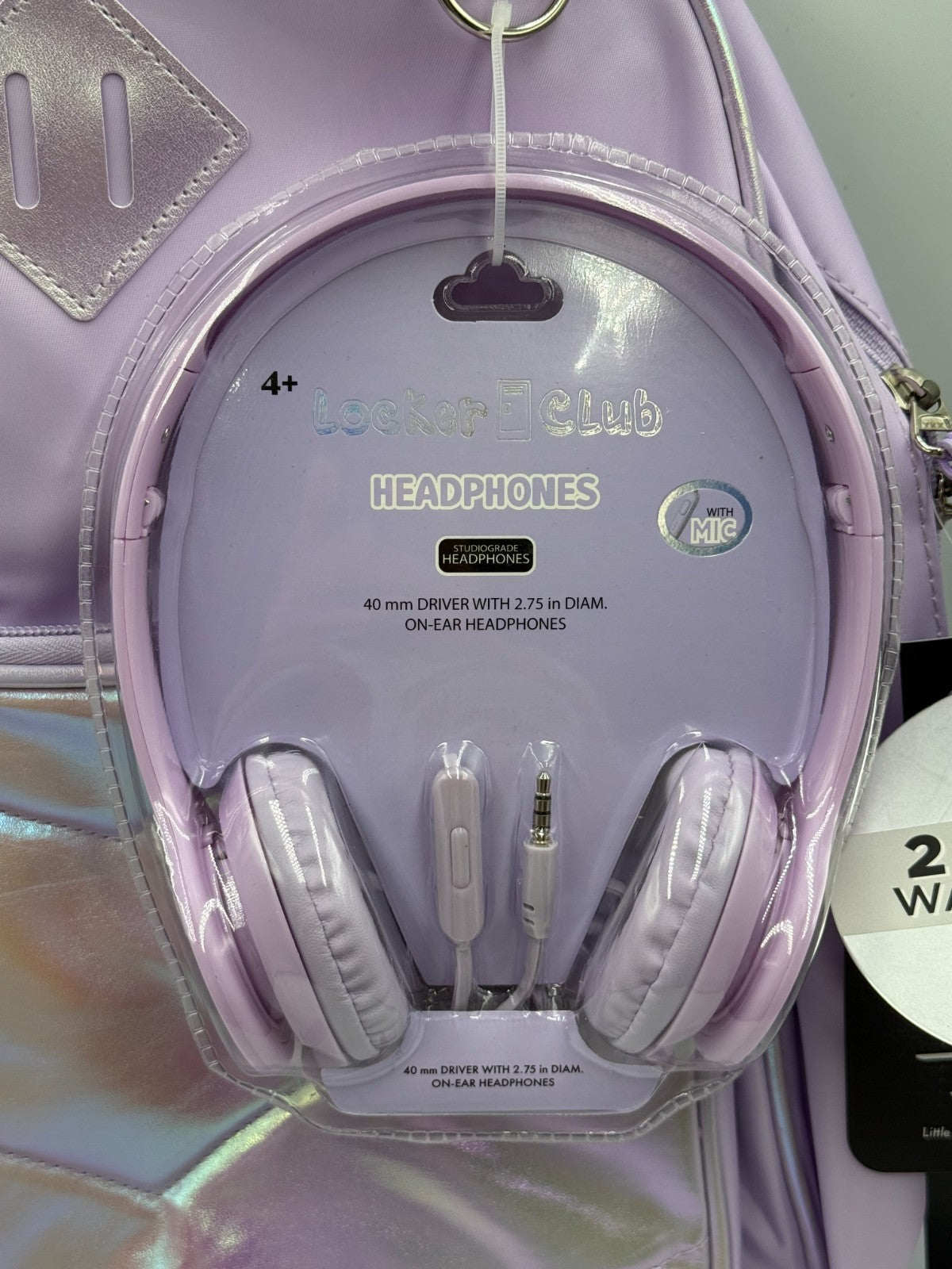 Locker Club Kids 16L Nylon Backpack Lavender Headphone Pencil Pouch School Bag