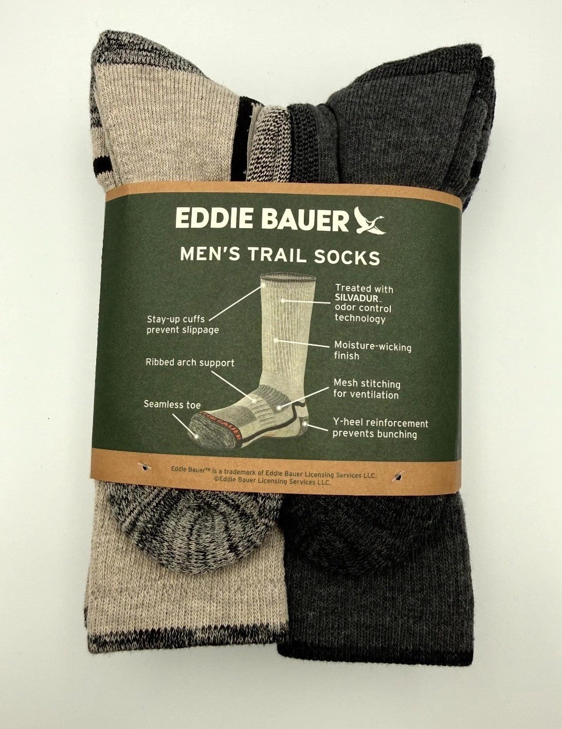 New Eddie Bauer Seamless Toe Trail Socks Men's Shoes Size 6-12 - Pairs Of 6